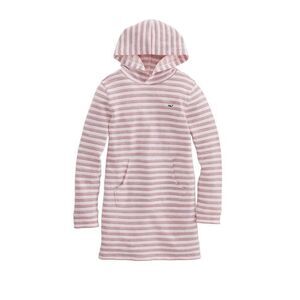 Vinyard Vines Kids L Greenwich Stripe Hoodie Dress Gray Stripe Coastal Nautical